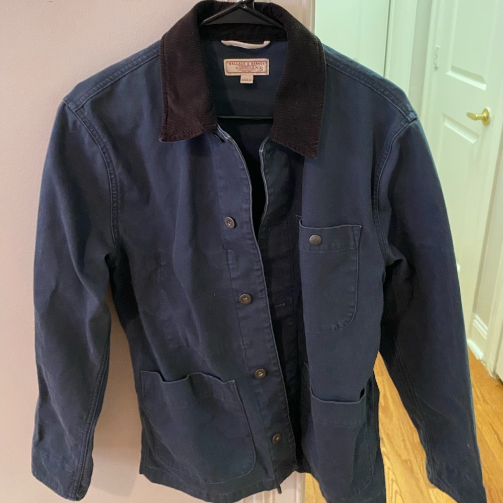 J. CREW Wallace & Barnes Small Blue Denim Jacket W/ Corduroy Collar